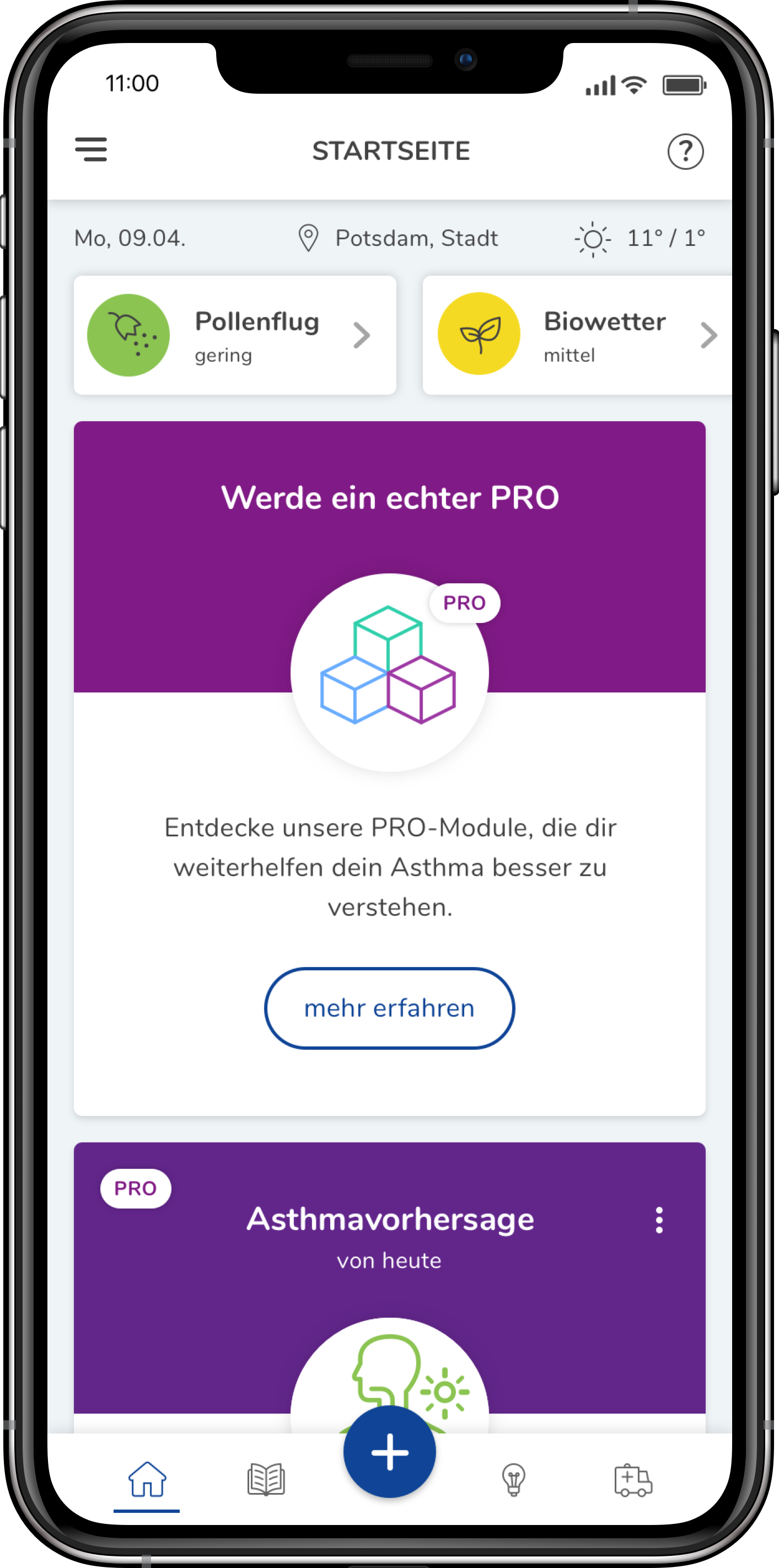 Screenshot der breazyTrack - Asthma-App