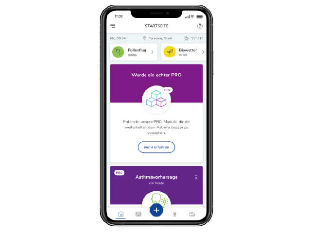 Screenshot der breazyTrack - Asthma-App