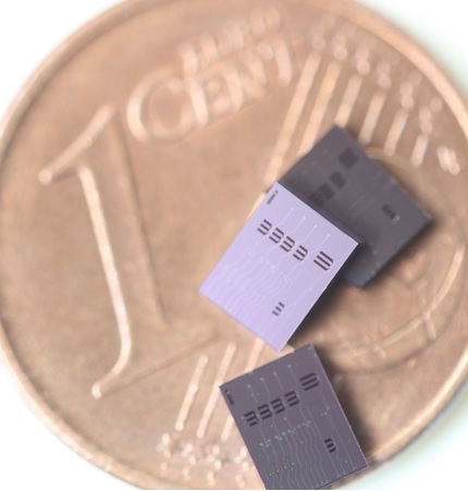 Bild von Mikrochips auf einem Ein-Cent-Stück