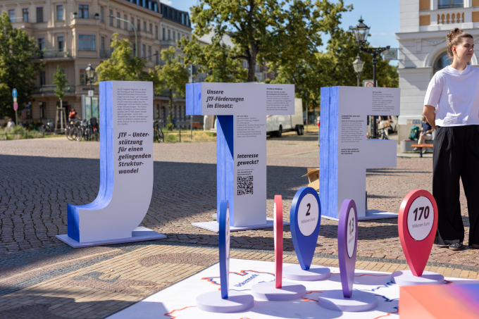 Darstellung der JTF-Buchstaben auf Info-Tour